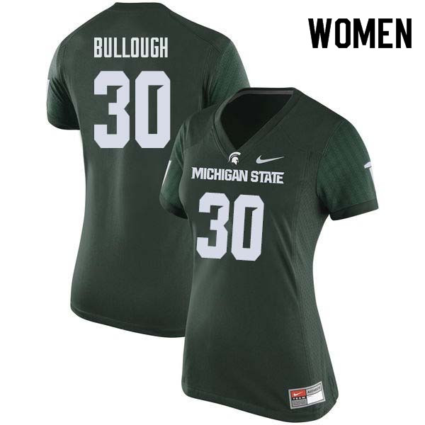 Women #30 Riley Bullough Michigan State College Football Jerseys Sale-Green